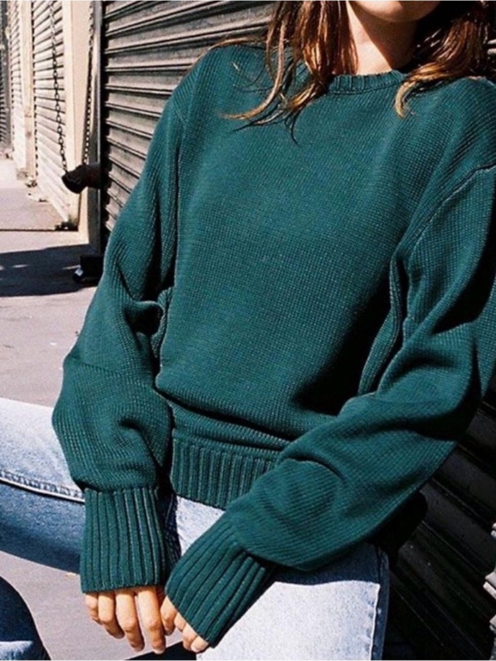 Brandy Melville Dark Green Crewneck Sweater